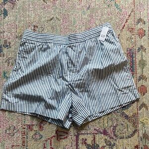 Organic Poplin Striped Poplin Shorts - L